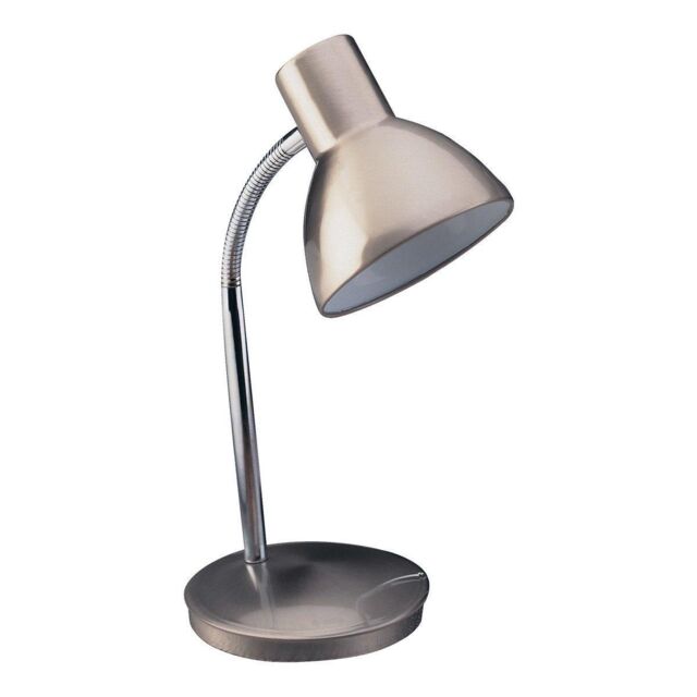 Netlighting Harvard 1 Light Table Lamp Brushed Steel E27 in Grey