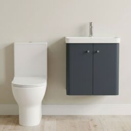 Balterley Wall Hung 2 Door Bathroom Vanity Unit, Tap & Toilet Pack, Grey, 579mm in Grey - thumbnail 8