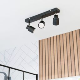 ValueLights Benton Adjustable Spotlight IP44 Rated Bathroom 3 Bar Ceiling Light in Black - thumbnail 1