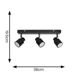 ValueLights Benton Adjustable Spotlight IP44 Rated Bathroom 3 Bar Ceiling Light in Black - thumbnail 7