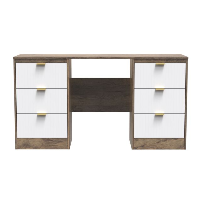Ready Assembled 2 U Denver 6 Drawer Kneehole Desk (Ready Assembled) in Dark Brown - image 1