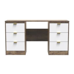 Ready Assembled 2 U Denver 6 Drawer Kneehole Desk (Ready Assembled) in Dark Brown