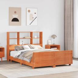 Berkfield Home Bed Frame without Mattress Wax Brown 160x200 cm Solid Wood Pine - thumbnail 2