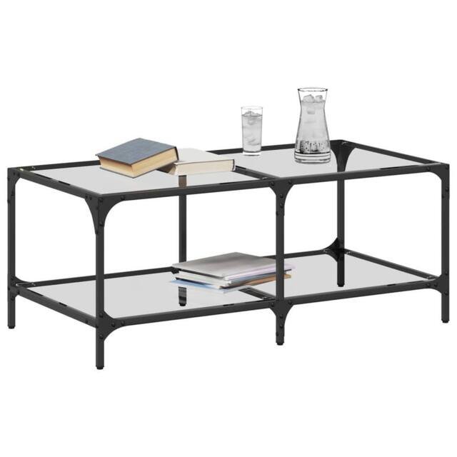Berkfield Home Modern Coffee Table with Transparent Glass Top 98.5x50x40 cm Steel - image 1