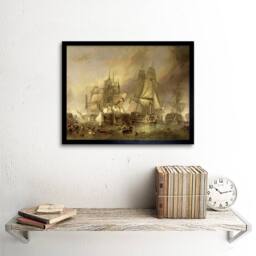 "Artery8 Stanfield The Battle Of Trafalgar Painting 12x16"" Framed Art Print in Brown - Size: W12"" x H16""" - thumbnail 2