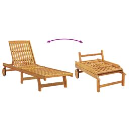 Berkfield Home Sun Loungers 2 pcs with Wheels & Cushion Solid Wood Acacia in Brown - thumbnail 8