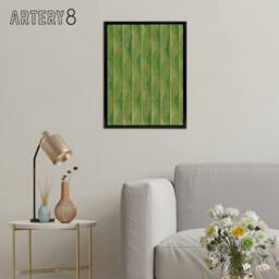"Artery8 Green Lines Vintage Pattern Framed Canvas Wall Art Print Furuya Korin - Size: W12"" x H16""" - thumbnail 3