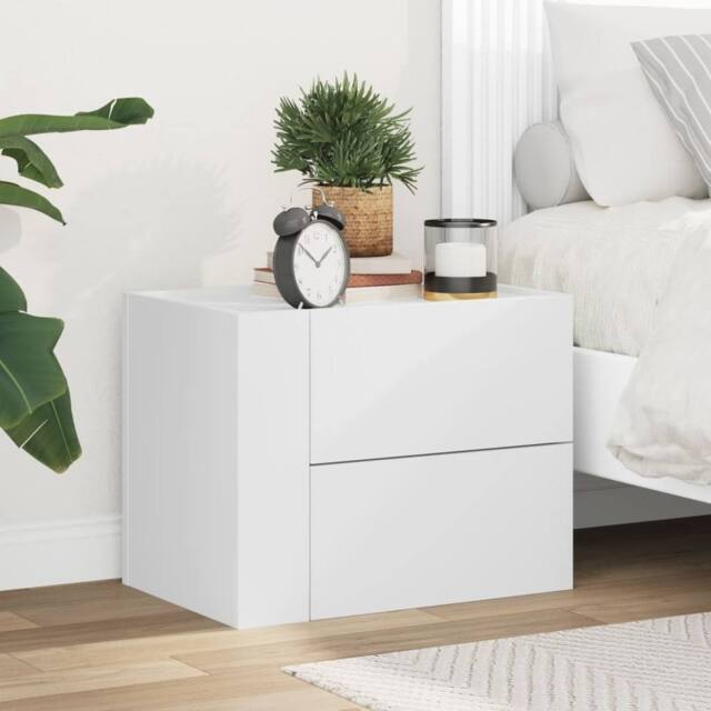 Berkfield Home Decorative Wall-mounted Bedside Cabinet White 45x30x35 cm - Size: 45 x 30 x 35 cm - image 1