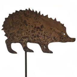 Poppyforge Hedgehog on Stake Bare Metal/Ready to Rust - Steel - W26.7 x H16.5 cm in Brown - thumbnail 2