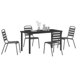 Berkfield Home 5 Piece Garden Dining Set Dark Grey Steel - thumbnail 3