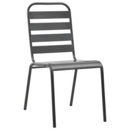 Berkfield Home 5 Piece Garden Dining Set Dark Grey Steel - thumbnail 6