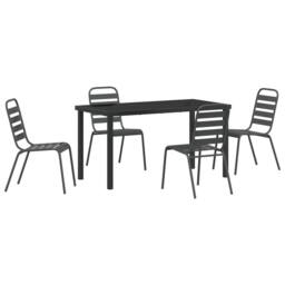 Berkfield Home 5 Piece Garden Dining Set Dark Grey Steel - thumbnail 2