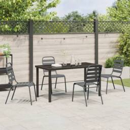 Berkfield Home 5 Piece Garden Dining Set Dark Grey Steel - thumbnail 4