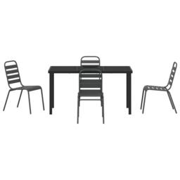 Berkfield Home 5 Piece Garden Dining Set Dark Grey Steel - thumbnail 7