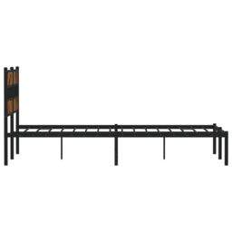 Berkfield Home Metal Bed Frame without Mattress Smoked Oak 140x190 cm in Brown - thumbnail 5