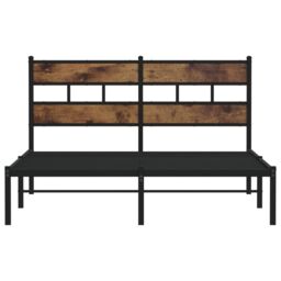 Berkfield Home Metal Bed Frame without Mattress Smoked Oak 140x190 cm in Brown - thumbnail 4