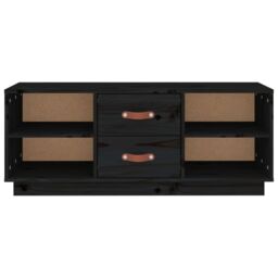 Berkfield Home TV Cabinet Black 100x34x40 cm Solid Wood Pine - Size: 100 x 34 x 40 cm - thumbnail 6