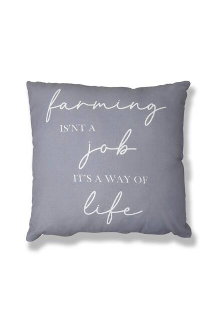 Martex Filled Cushion 100% Polyester - 45 x 45cm - Farming is a way of life in Grey - Size: 45 cm x 45 cm