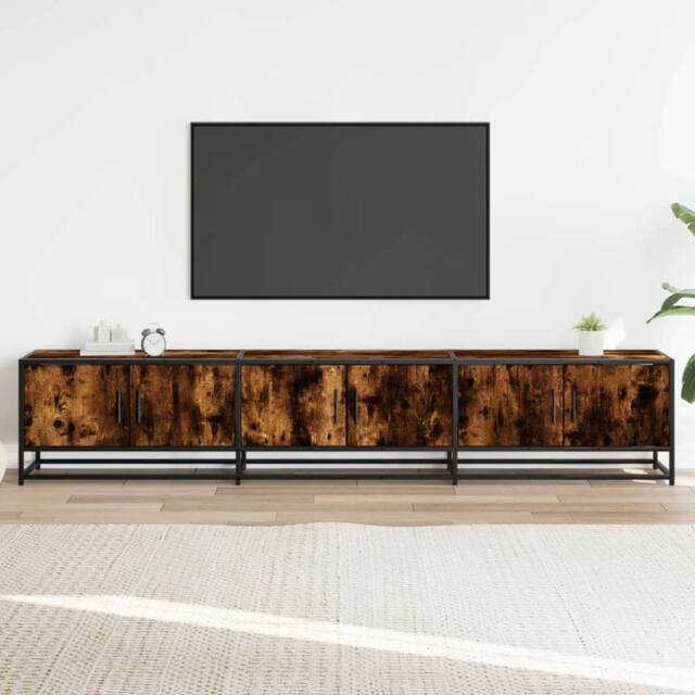 Berkfield Home TV Cabinet Smoked Oak 210x35x41 cm Engineered Wood in Brown - Size: 210 x 35 x 41 cm - image 1