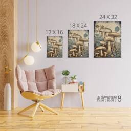 "Artery8 Mushroom Fungi Watercolour Vintage Canvas Wall Art Print - Size: W24"" x H32""" - thumbnail 4