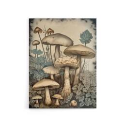 "Artery8 Mushroom Fungi Watercolour Vintage Canvas Wall Art Print - Size: W24"" x H32""" - thumbnail 1