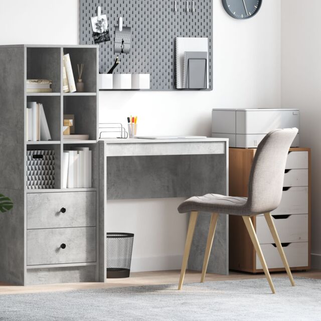 Berkfield Home Writing Desk Concrete grey Particle board, Concrete grey finish - image 1
