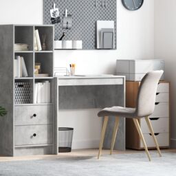 Berkfield Home Writing Desk Concrete grey Particle board, Concrete grey finish