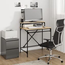Berkfield Home Desk Sonoma Oak 80x50x90 cm Engineered Wood & Iron in Brown - Size: 80 x 50 x 90 cm - thumbnail 1