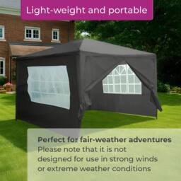 Neo 3Mx3M Light Weight Gazebo Waterproof Party Tent Marquee & Side Walls in Dark Grey - thumbnail 2