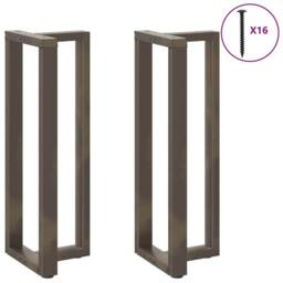 Berkfield Home Bar Table Legs T-Shaped¬†2 pcs Natural Steel 50x35x(110-111) cm Steel in Dark Grey - thumbnail 3