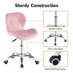 NESTLUNE Pink Stool Dressing Table Chair Height Adjustable - thumbnail 3