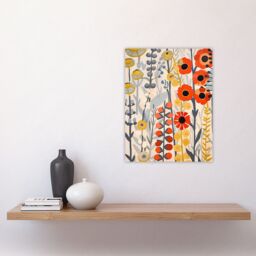 "Artery8 Red Yellow Wildflowers Painting Rustic Floral Wall Art Print - Size: W18"" x H24""" - thumbnail 4