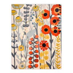 "Artery8 Red Yellow Wildflowers Painting Rustic Floral Wall Art Print - Size: W18"" x H24""" - thumbnail 1