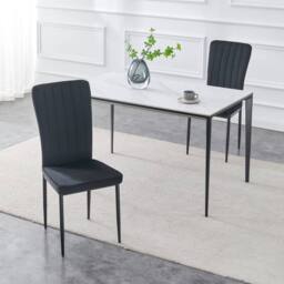 MCC Direct Set of 2 Velvet Dining Chairs Padded Upholstered Accent Chair Elle in Black - thumbnail 2