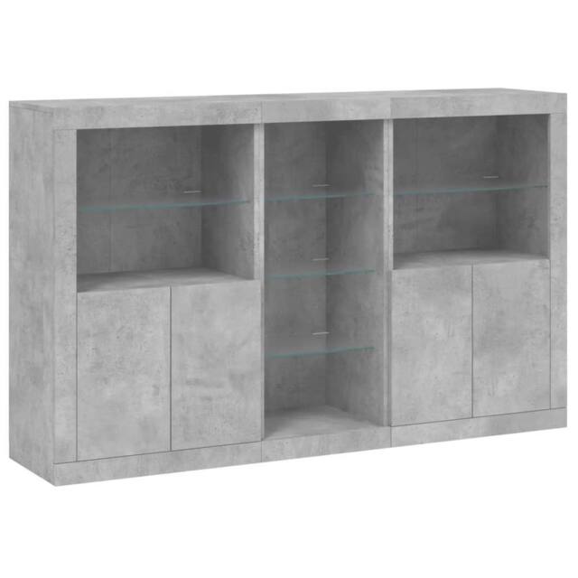 Berkfield Home Sideboard with LED Lights Concrete Grey 162x37x100 cm - Size: 162 x 37 x 100 cm - image 1