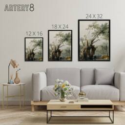 "Artery8 The Holy Tree of Metereah D. Roberts Black Framed Canvas Wall Art in Green - Size: W12"" x H16""" - thumbnail 4