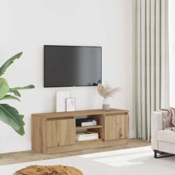 Berkfield Home TV Cabinet Artisan Oak 102x30x36 cm Engineered Wood in Brown - Size: 102 x 30 x 36 cm - thumbnail 3