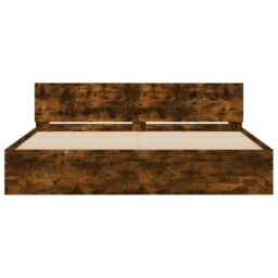 Berkfield Home Bed Frame without Mattress Smoked Oak 160x200 cm in Brown - thumbnail 5