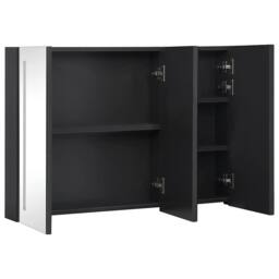 Berkfield Home LED Bathroom Mirror Cabinet 89x14x62 cm in Black - Size: 89 x 14 x 62 cm - thumbnail 5