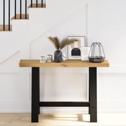 Berkfield Home Console Table NOAIN A-Shaped Legs 120x30x75 cm Solid Wood Pine in Brown - Size: 120 x 30 x 75 cm - thumbnail 2