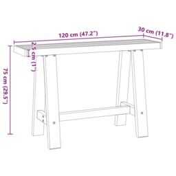 Berkfield Home Console Table NOAIN A-Shaped Legs 120x30x75 cm Solid Wood Pine in Brown - Size: 120 x 30 x 75 cm - thumbnail 9