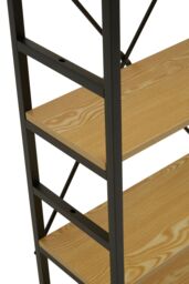 Orsina Cross-Pattern Design 5 Tier Light Yellow Shelf Unit, Bookcase Shelving With Black Metal Frame, Storage Rack - thumbnail 6