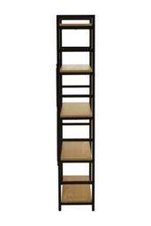 Orsina Cross-Pattern Design 5 Tier Light Yellow Shelf Unit, Bookcase Shelving With Black Metal Frame, Storage Rack - thumbnail 4