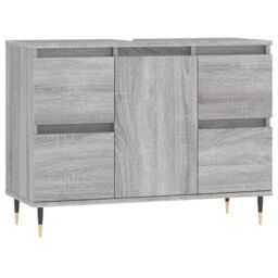 Berkfield Home Bathroom Cabinet Grey Sonoma 80x33x60 cm Engineered Wood - Size: 80 x 33 x 60 cm - thumbnail 2
