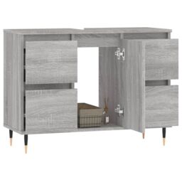 Berkfield Home Bathroom Cabinet Grey Sonoma 80x33x60 cm Engineered Wood - Size: 80 x 33 x 60 cm - thumbnail 3