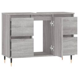 Berkfield Home Bathroom Cabinet Grey Sonoma 80x33x60 cm Engineered Wood - Size: 80 x 33 x 60 cm - thumbnail 4