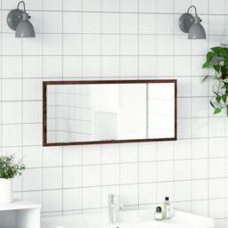 Berkfield Home LED Bathroom Mirror Brown Oak 100x8.5x37 cm Engineered Wood - thumbnail 4