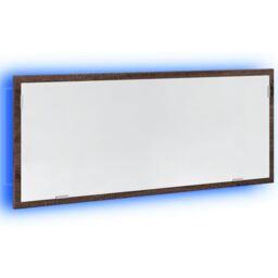 Berkfield Home LED Bathroom Mirror Brown Oak 100x8.5x37 cm Engineered Wood - thumbnail 3
