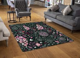 Benjamin Tate Design Different Flowers Shapes & Birds Rug in Natural - Size: Large - thumbnail 2