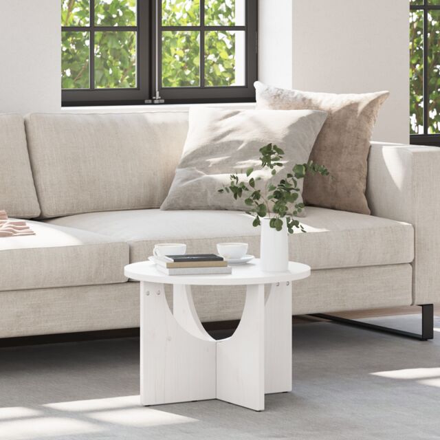Berkfield Home Coffee Table White 50 x 50 x 35 cm Solid pine wood - image 1